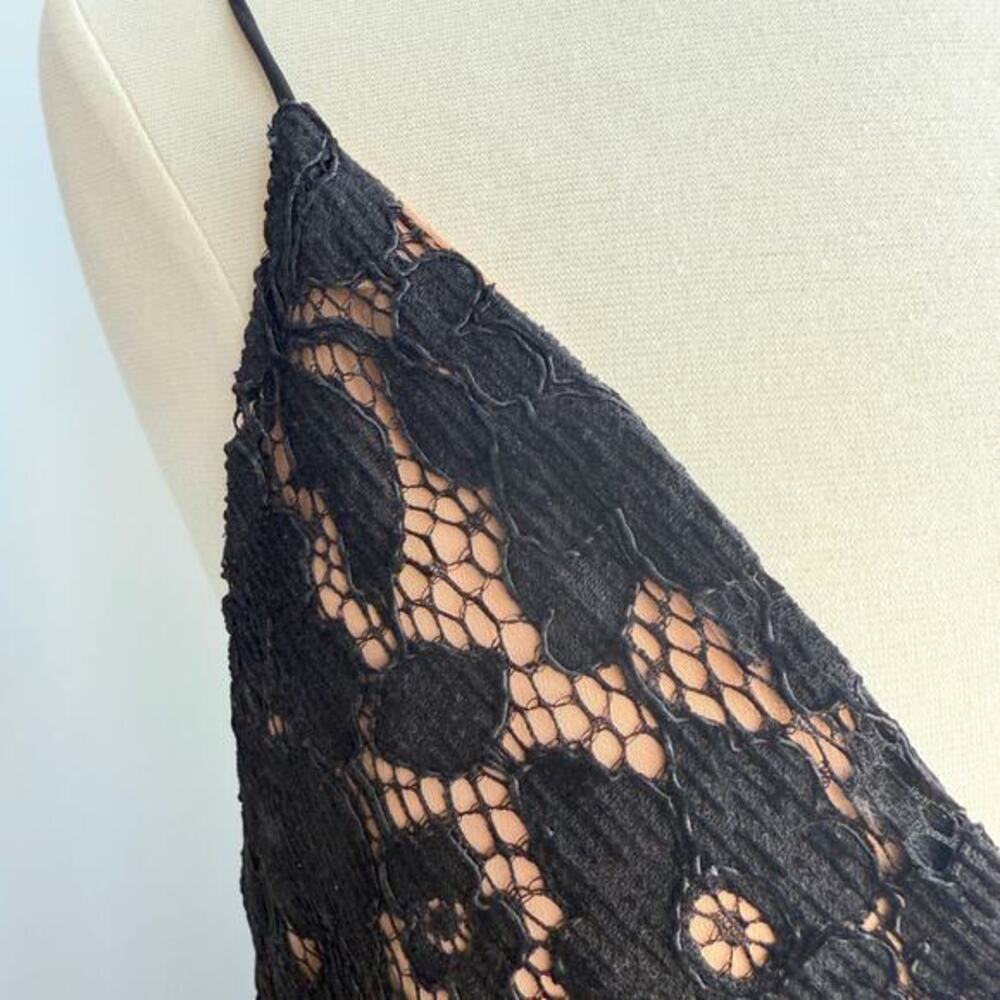 Free People Dangerous Love Lace Mini Dress Black L Boho Romantic Goth Whimsical - Picture 3 of 15